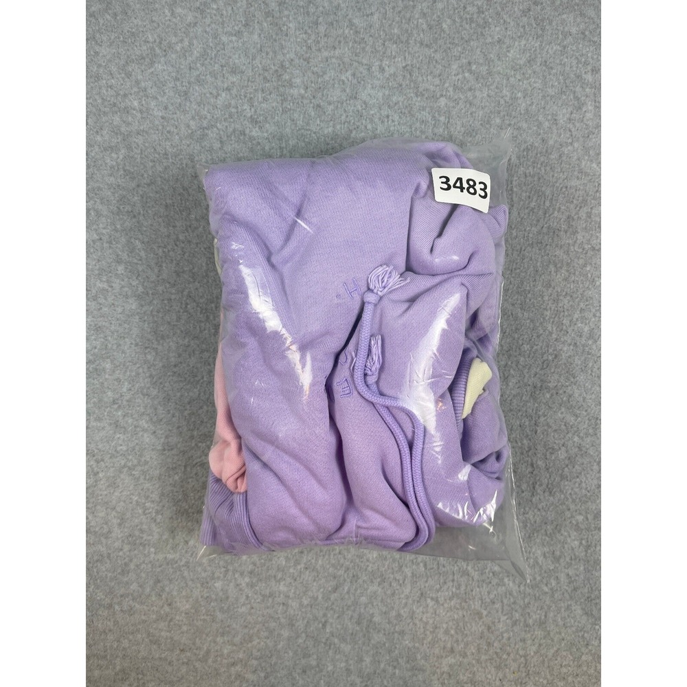 VTG Teddy Fresh Hoodie Size S Purple Pink Long Sleeve Pullover Color Block - Picture 9 of 9